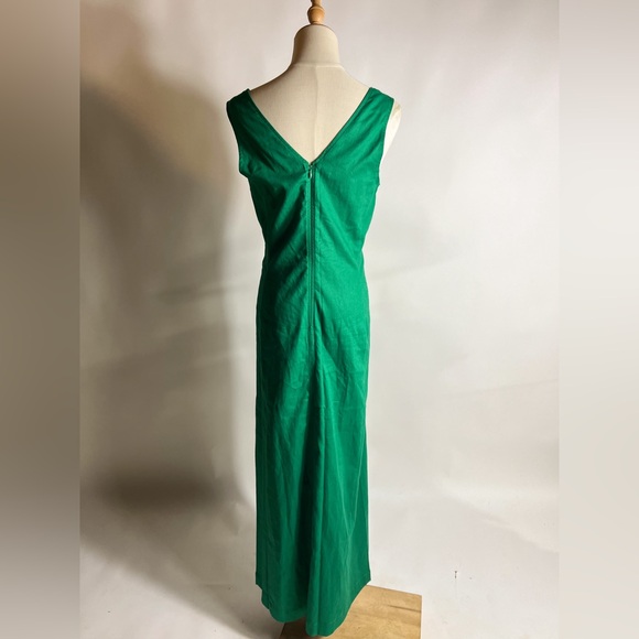 NWT BANANA REPUBLIC Linen Blend Kelly Green Maxi Dress Womens 2 - Picture 4 of 8